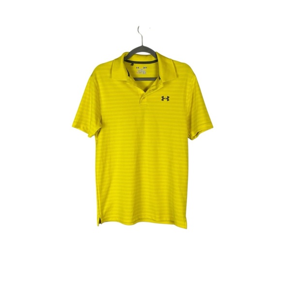 Under Armour HeatGear Yellow Striped Polo Shirt Men’s Small Loose Fit 1250196 - Picture 2 of 7